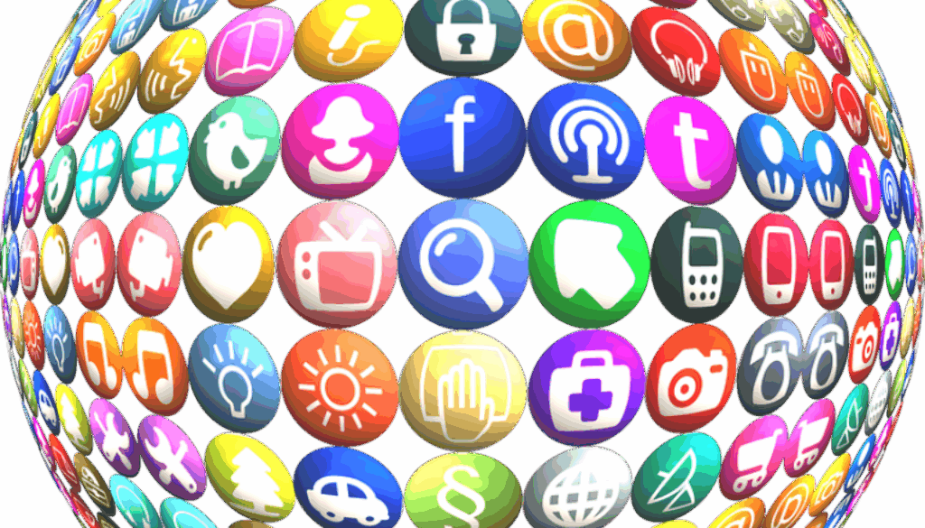 palla con icone social media