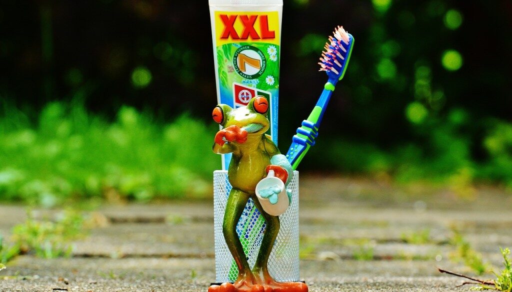 rana finta che si lava i denti