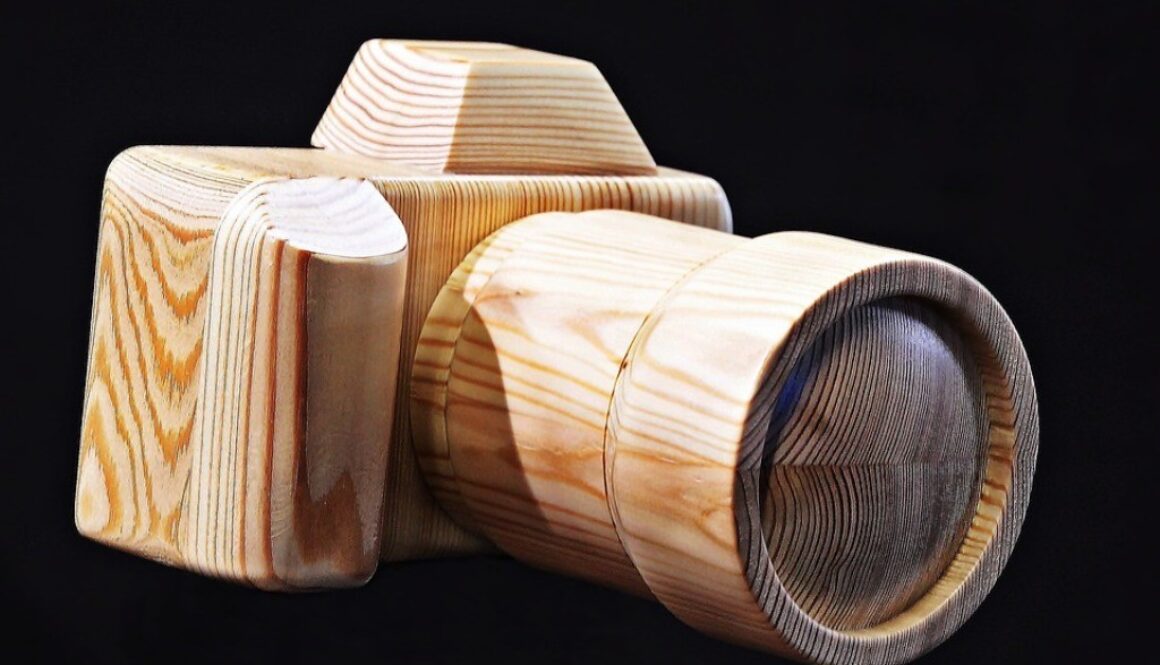 macchina fotografica di legno
