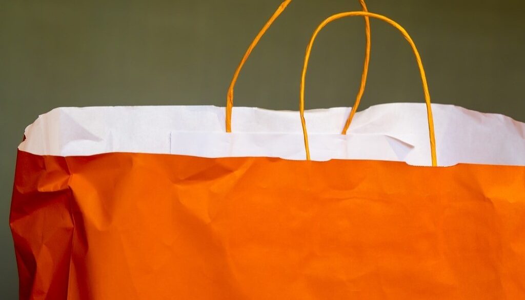 borsa shopping carta arancione