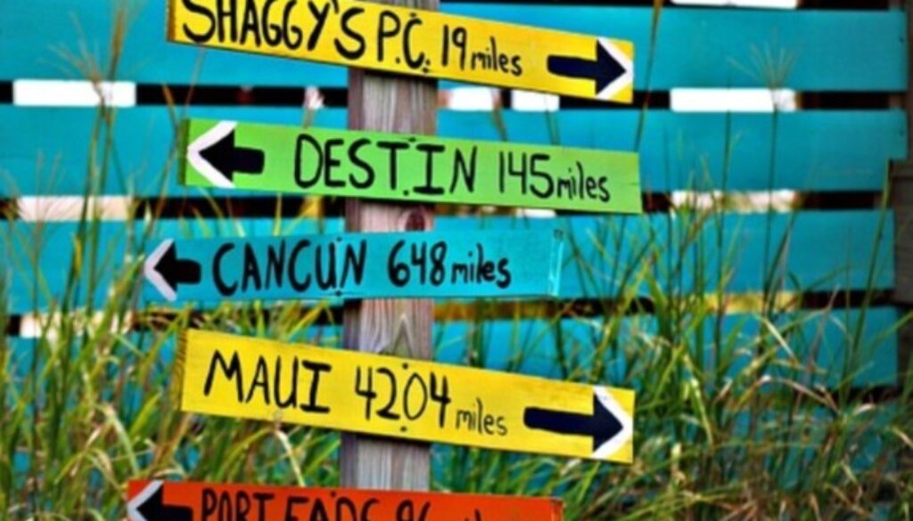 cartelli colorati con destinazioni