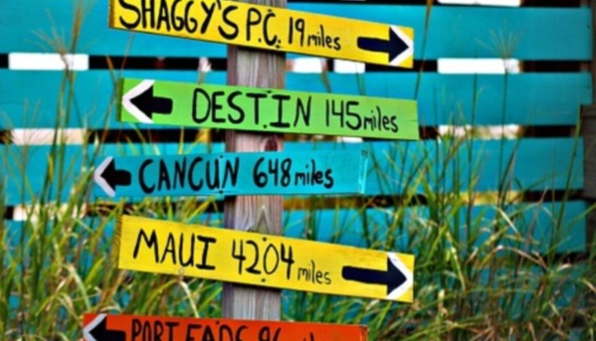 cartelli colorati con destinazioni