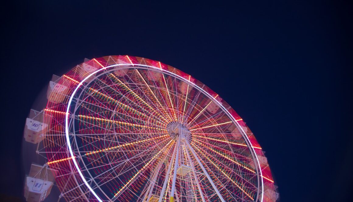 ruota panoramica illuminata di notte