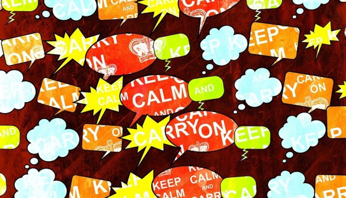 fumetti colorati con parole inglesi