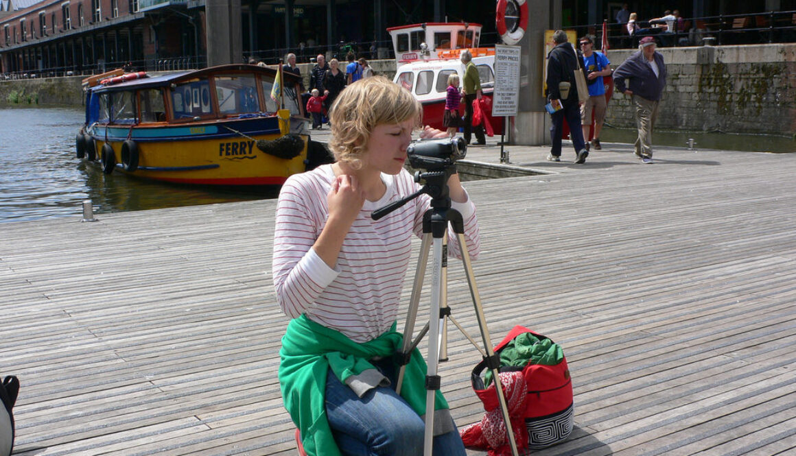 Filming in Bristol harbourside
