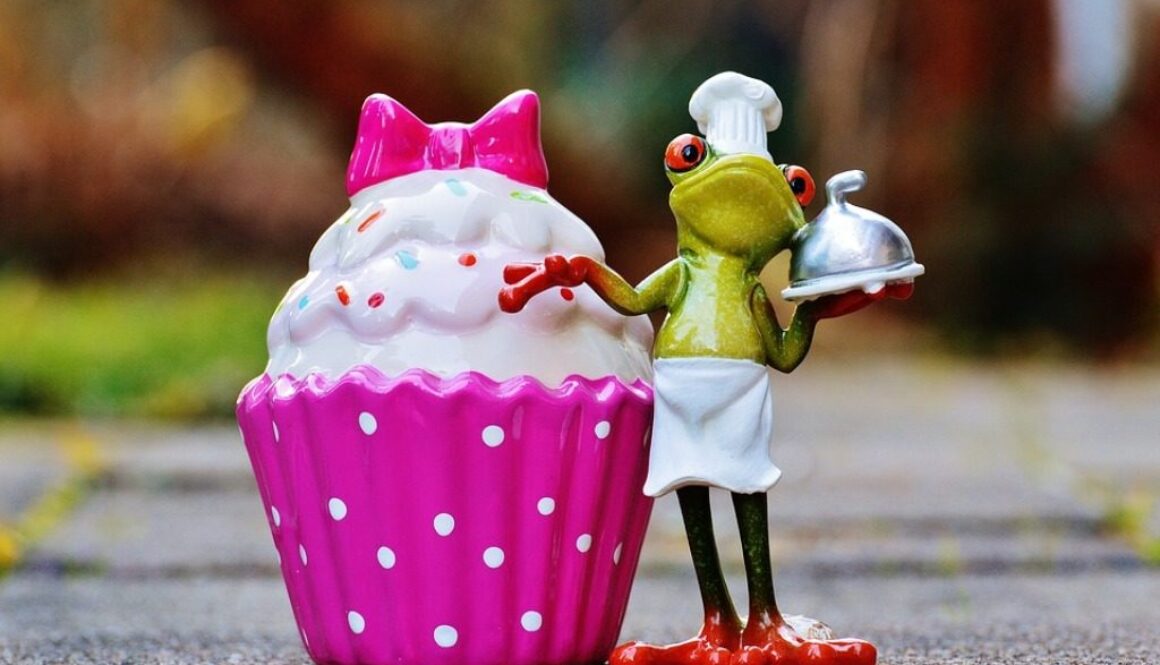 rana pupazzetto con cupcake