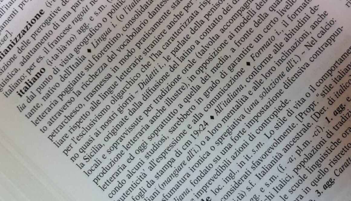 pagina vocabolario con spiegazione parola "italiano"