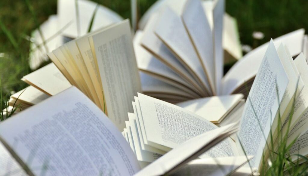 libri apert su un prato