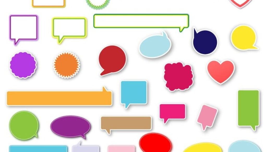 grafica con fumetti colorati e di forme diverse