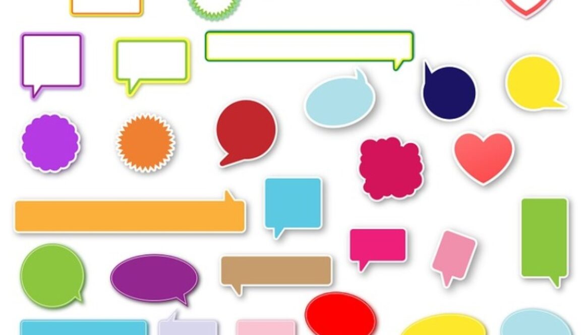 grafica con fumetti colorati e di forme diverse