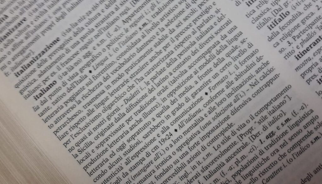 pagina dizionario italiano