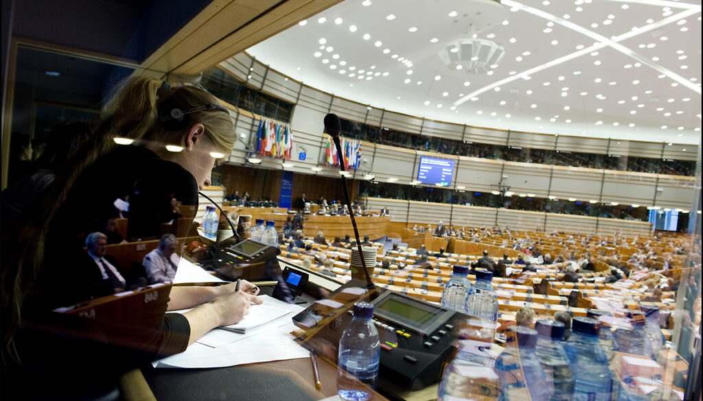 In the EP Chamber 22 languages are spoken. Photographed during February plenary session of the EP in Brussels.