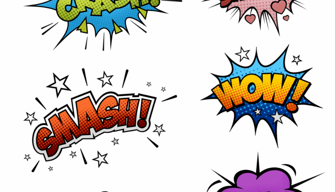 grafica con scritte di esclamazioni di fumetti