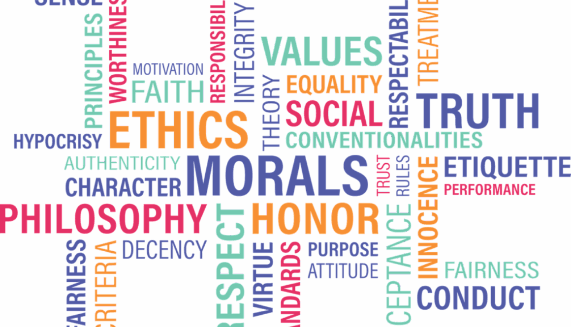 scritte colorate con parole inglesi sul tema etica