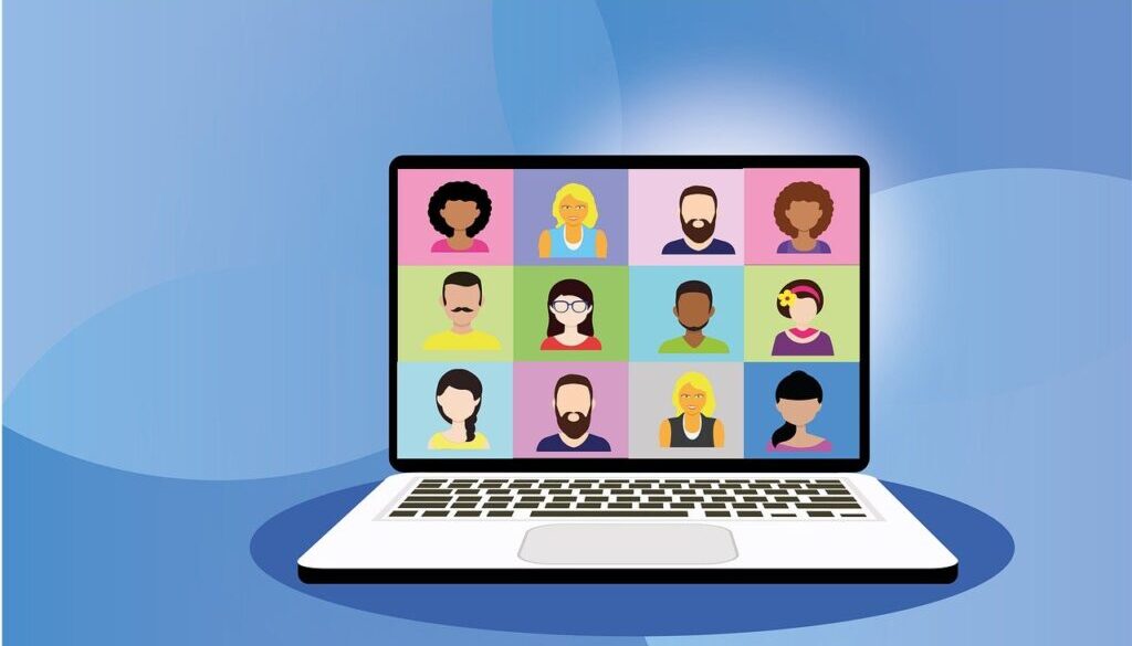 grafica raffigurante video conferenza