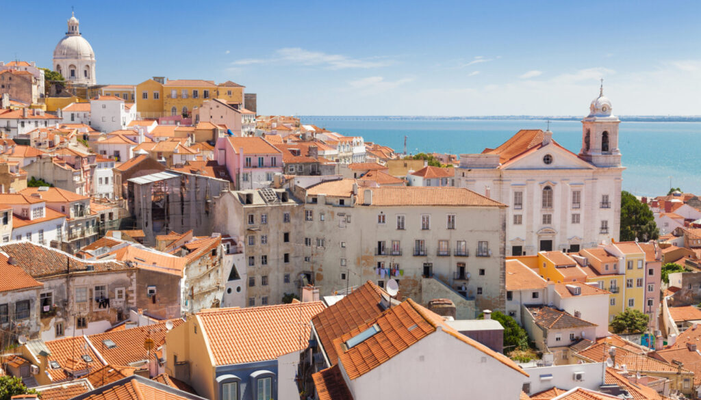 Panoramic of Alfama rooftops, Lisboa, Portugal