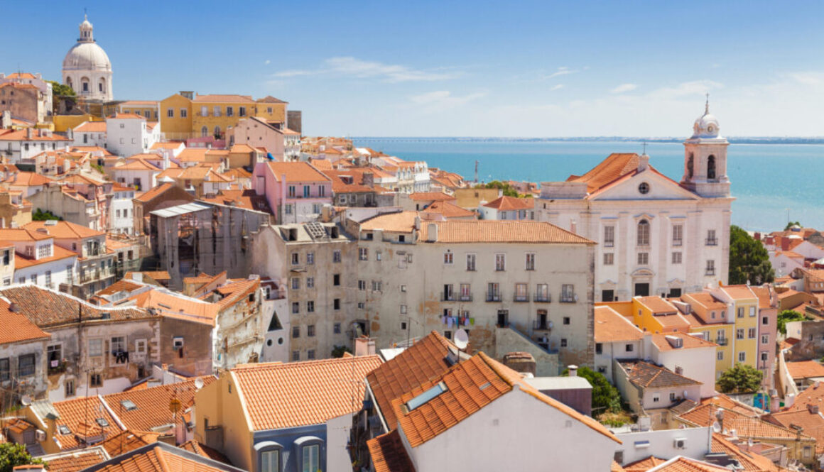 Panoramic of Alfama rooftops, Lisboa, Portugal