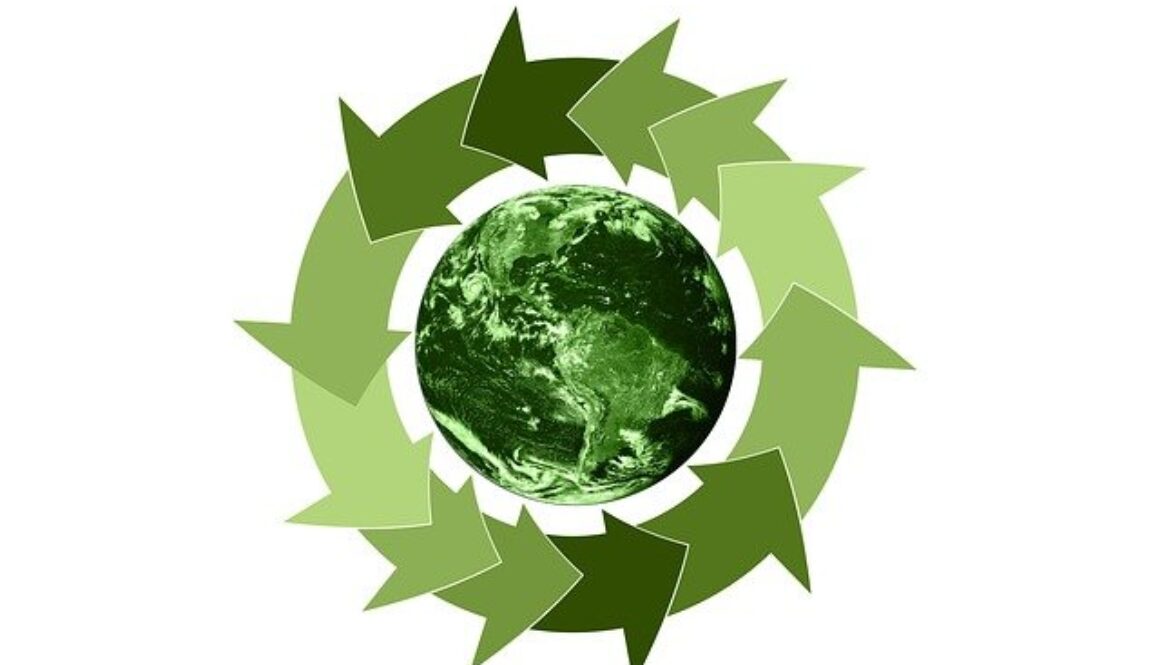 grafica che rappresenta pianeta verde e simbolo economia del riciclo
