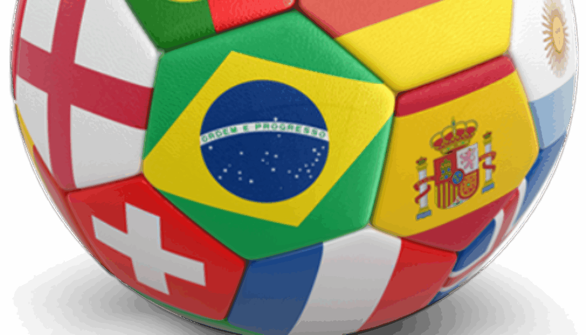 pallone con bandiere del mondo