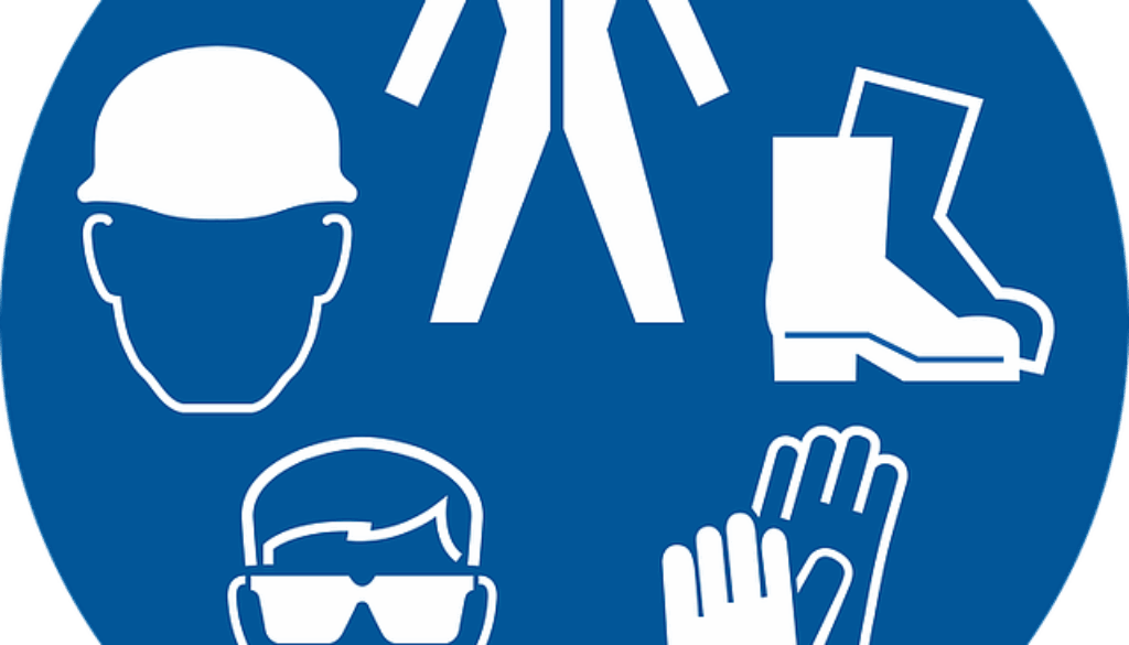 grafica con cartello dispositivi di sicurezza sul lavoro