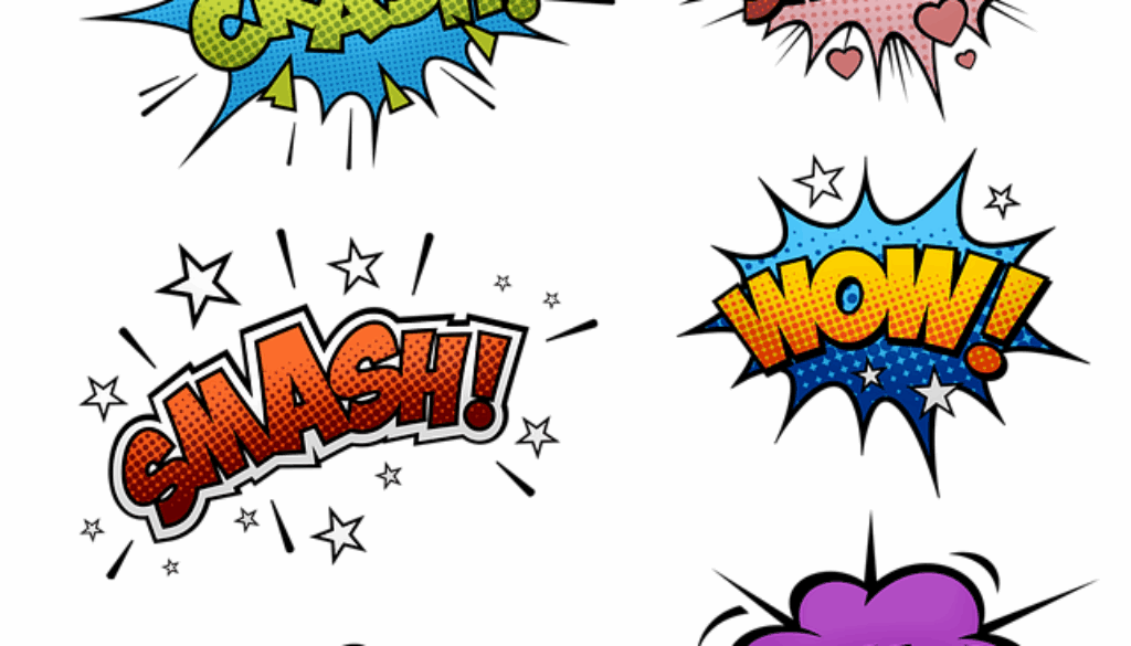 grafica con esclamazioni di fumetti