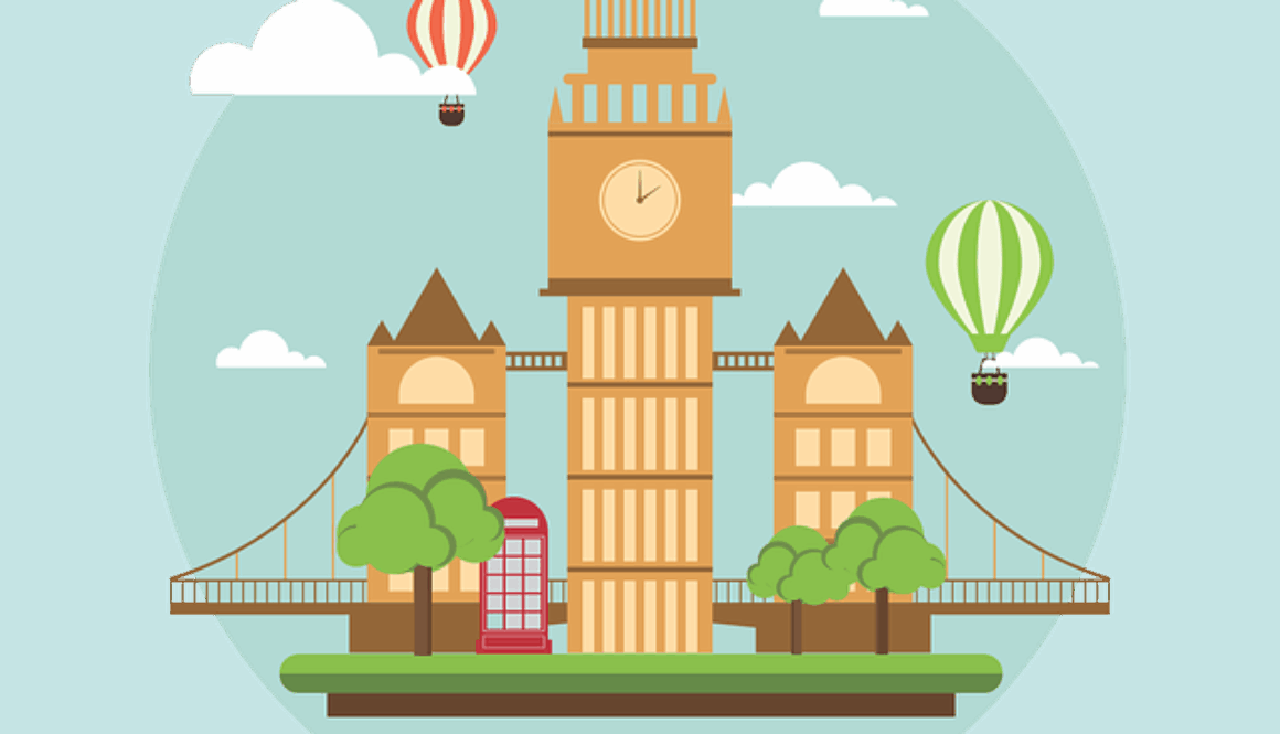 disegno con i principali monumenti di Londra