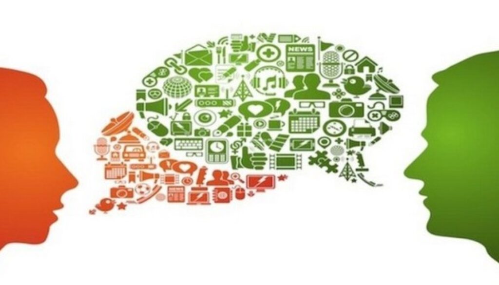 grafica che rappresenta il passaggio di parole da una persona all'altra