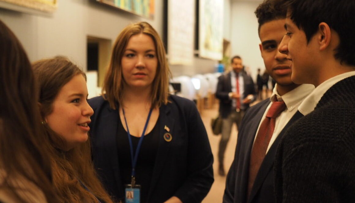 Youth Delegates at the 2016 ECOSOC Youth forum chat with High School students from New Jersey