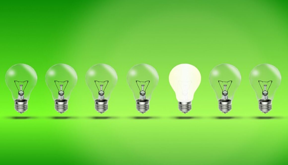 lampadine su sfondo verde. C una startup?