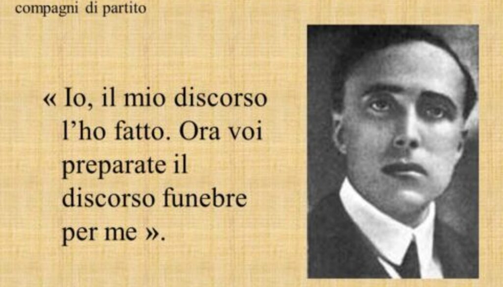 immagine di Giacomo matteotti con fine del suo discorso