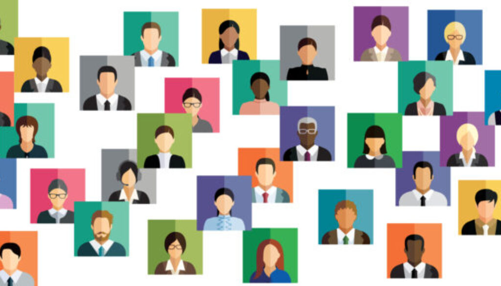 Vector illustration of an abstract scheme, which contains people icons.