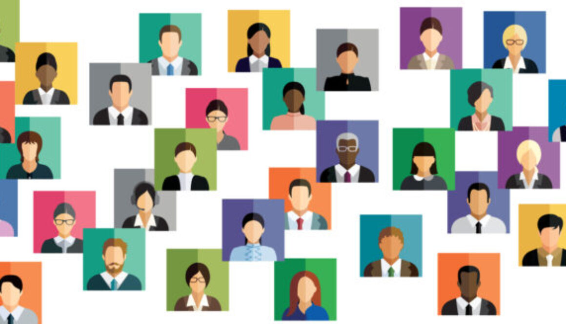 Vector illustration of an abstract scheme, which contains people icons.