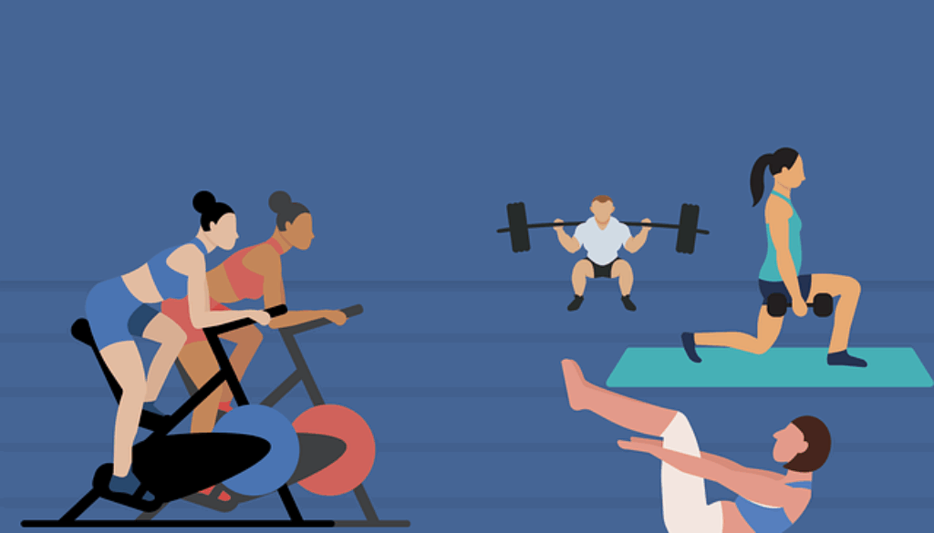 grafica con persone che fanno esercizio fisico