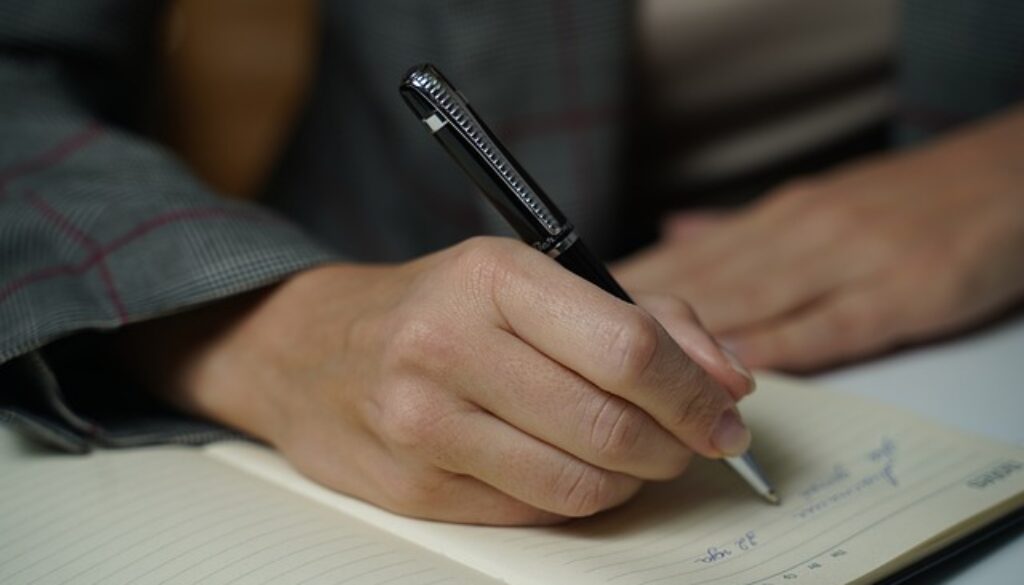 mano che prende appunti