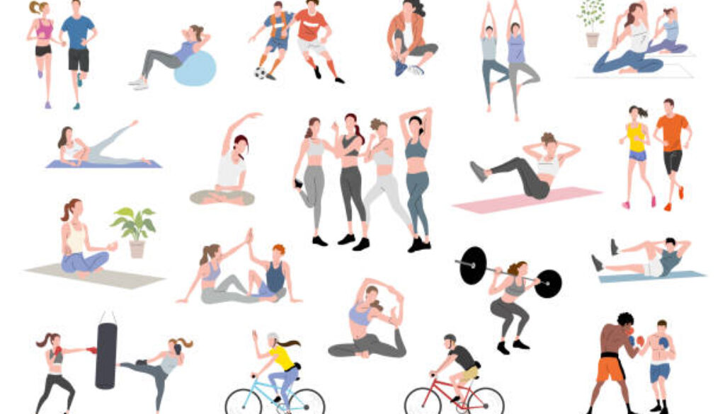Vector illustration material: People set to enjoy sports and fitness