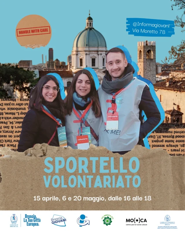 Vorresti fare volontariato ma non sai dove? 🤔

Tante associazioni stanno cercando aiuto! Prenota il tuo appuntamento con @csv_brescia per trovare la realtà più adatta a te!

📅 Martedì 15 aprile, 6 e 20 maggio
🕒 dalle 16 alle 18
📍 Informagiovani Brescia, via Moretto n.78 - @mo.ca_brescia

Info e prenotazioni:
📧 infogiovani@comune.brescia.it
☎️ 030 29780